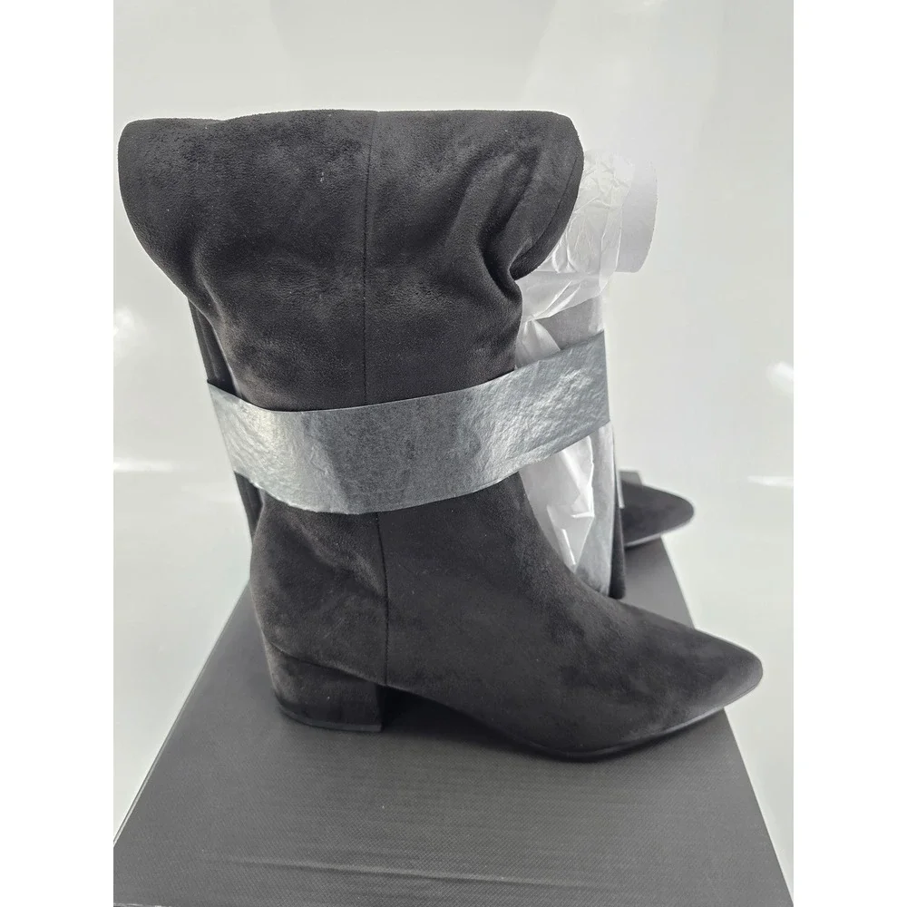 Marc Fisher Lottie Over The Knee Boots Womens 7M Black Suede Pointed Toe - NEW